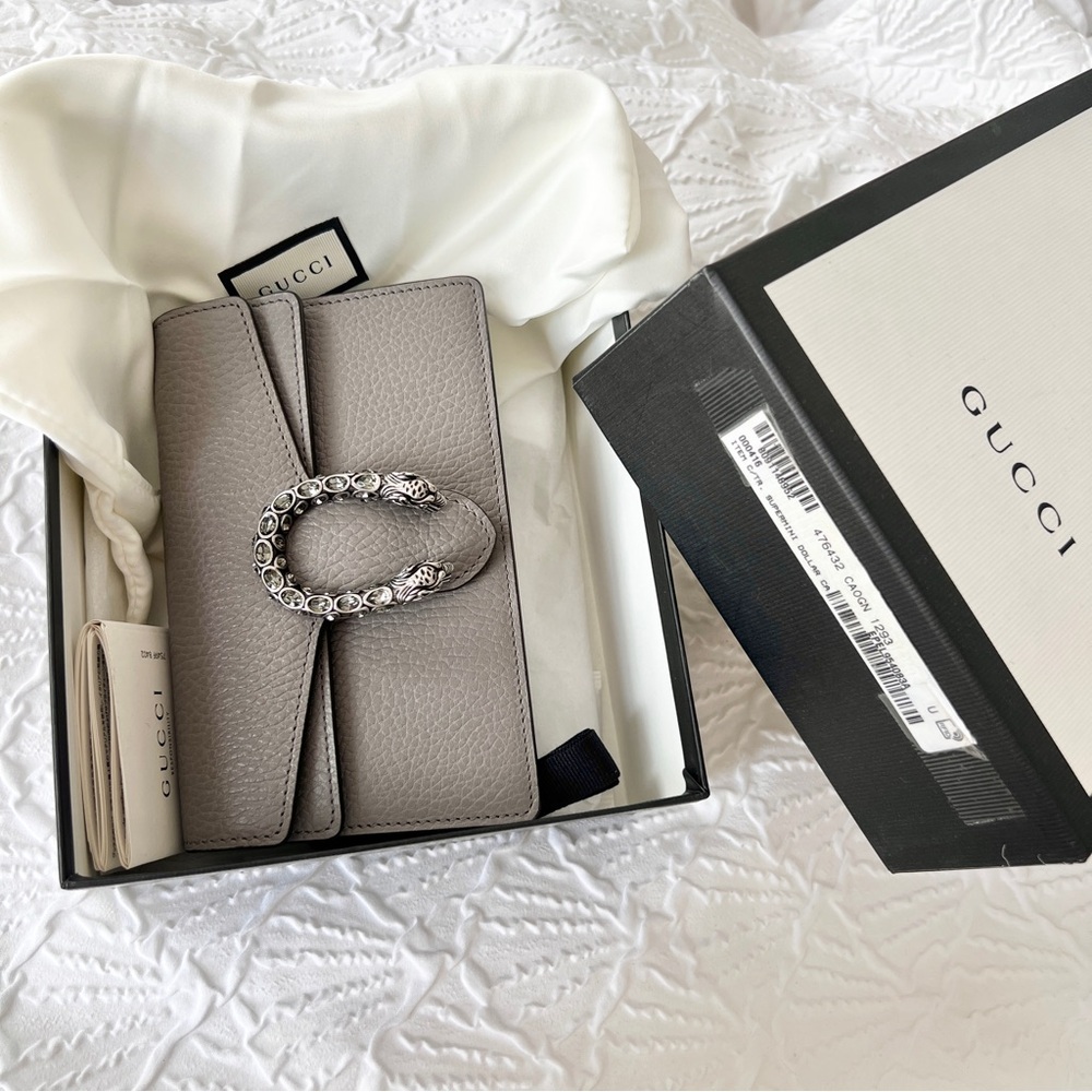 GUCCI DIONYSUS Gray Ultra Mini Crossbody Bag Clutch